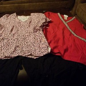 Koi scrub set#8..2 outfits. pink leopard koi top